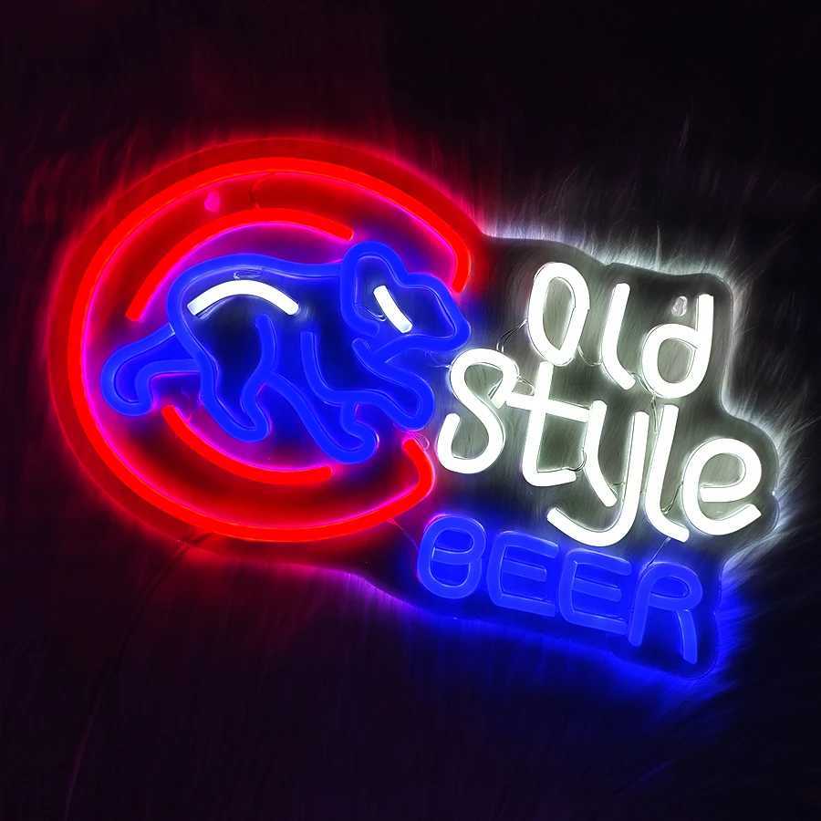 Old Style Beer Neon Sign For Wall DecorLight Up Sign For Man CaveBeer BarRestaurantClubHotel Party DecorUSB Powered Y250916