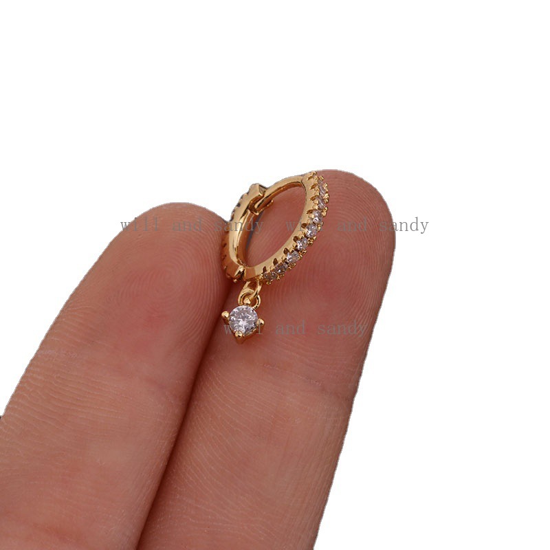 18K Gold Cubic Zirconia Diamond Hoop Earrings for Women Buckle Designer Jewelry Tiny Iced Out Love Heart Braid Leaf Water Drop Charm Earring Fashion B