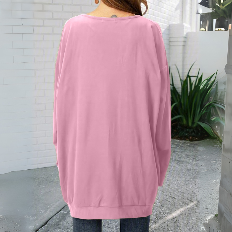 2025 New Plus Size Tunic Dress with Pockets, Loose Fit Long Sleeve Irregular Hem Casual Dress for Women CF23351