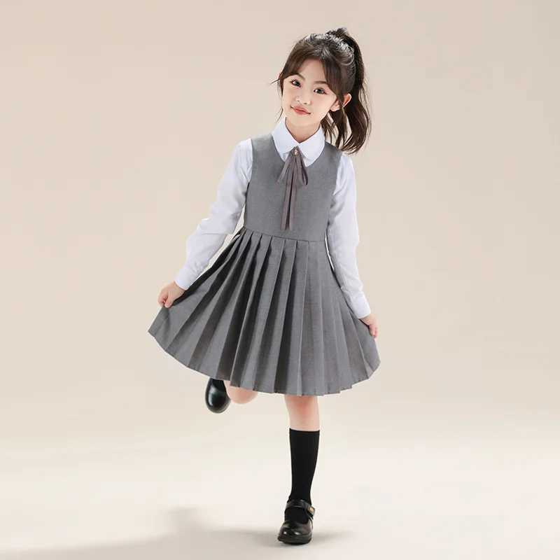 Preppy Young Girls Blazer Dress For Child School Occasion Costumes Elegant Girls Suit Formal Pleated Dress 4 5 6 8 9 10 11 12 14 C250916