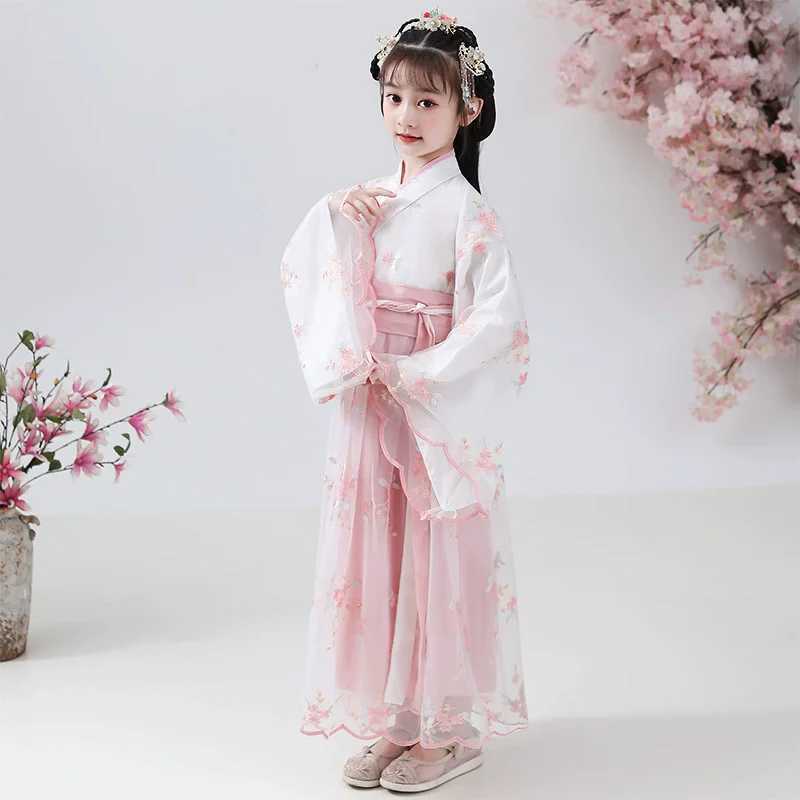 Fashion Girls Dresses Casual Outfit Long Sleeve Hanfu Girl Summer Children Clothes Princess Dress Baby Vestido Kids Tang Costume C250916