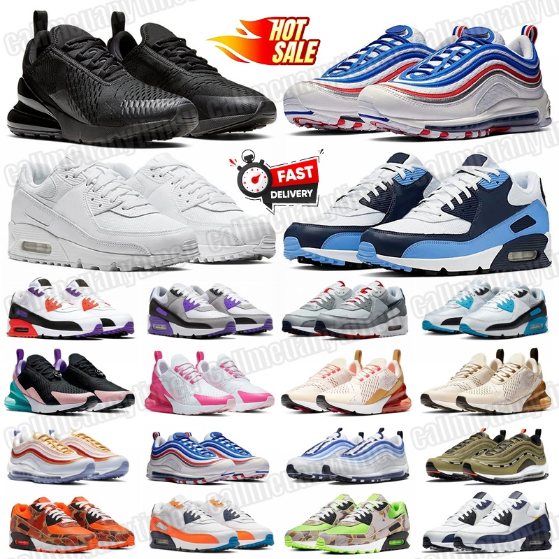 Mens Trainers 90s 97s 270s Running Shoes Mesh leather rubber Classic 90 97 270 Triple Black White blue outdoor sports shoes Womens sneakers Trainer 36-45