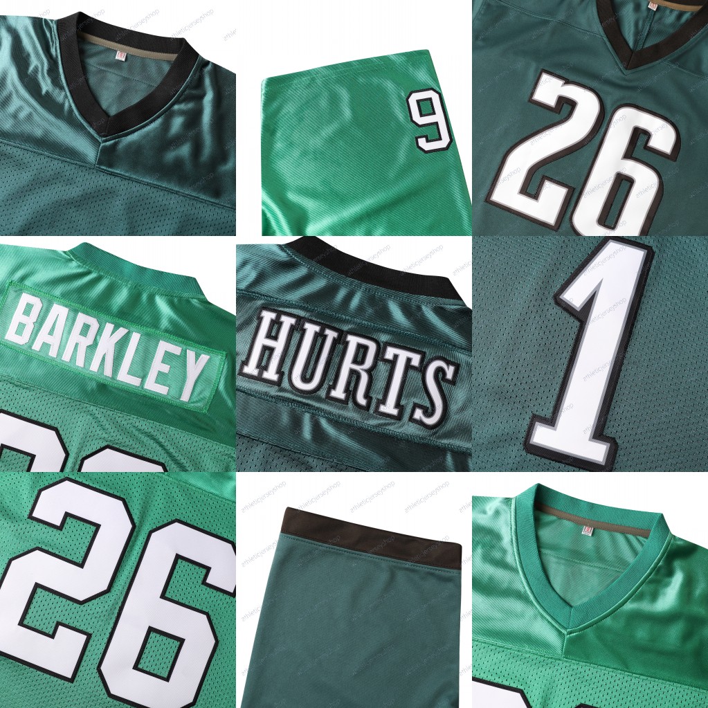 Jalen Hurts Football Jersey Jason Kelce Brown Kelly Saquon Barkley Green R.White Embroidery Custom