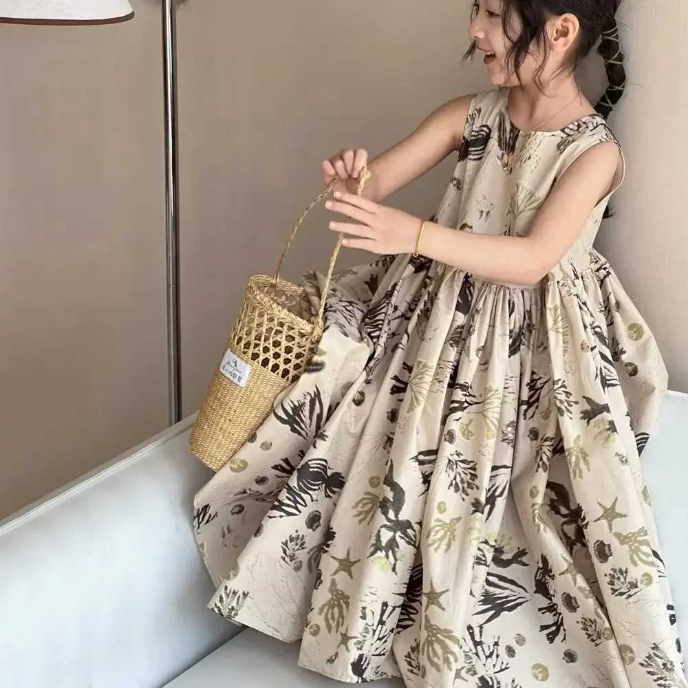 Girls Casual Dresses Floral Print Sleeveless Dress Flower Girl Dresses Kids Clothes for Girls 3 To 7 Years Toddler Girl Clothes C250916