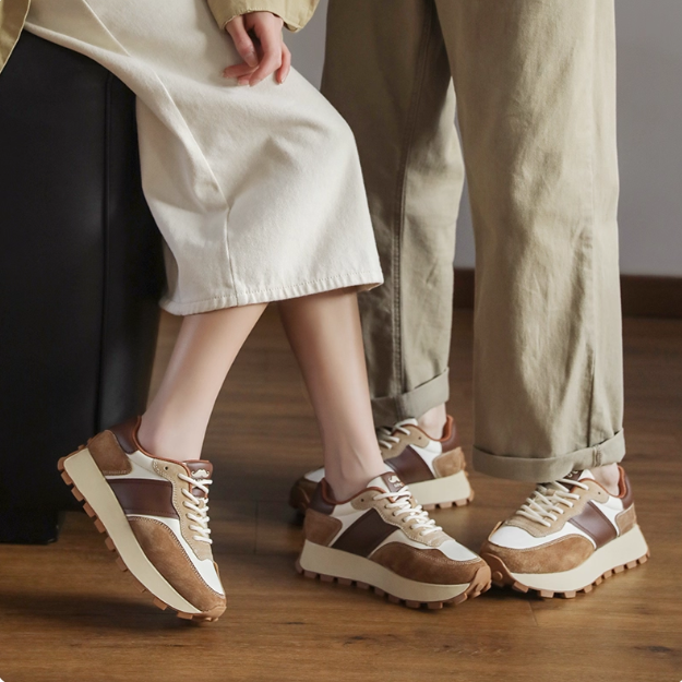 Mirinda Women's Autumn Forrest Gump Shoes Genuine Leather Upper Thick Soled For Heightening Non Slip Wear Resistant Combines Style And Comfort