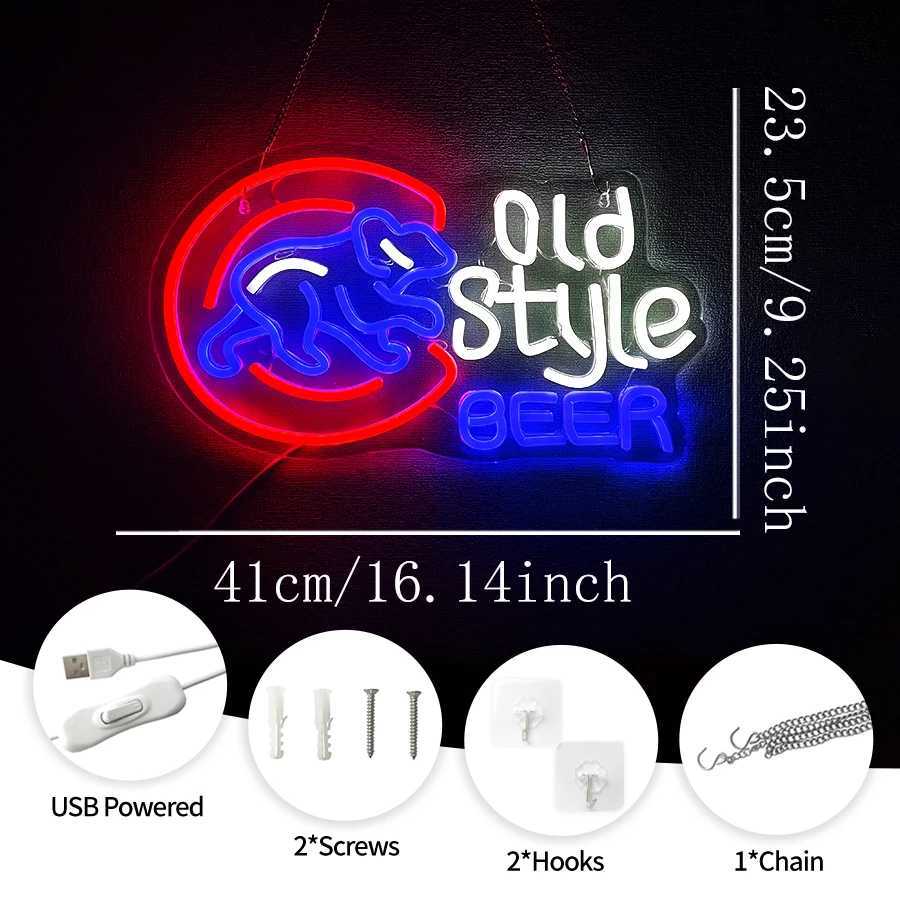 Old Style Beer Neon Sign For Wall DecorLight Up Sign For Man CaveBeer BarRestaurantClubHotel Party DecorUSB Powered Y250916