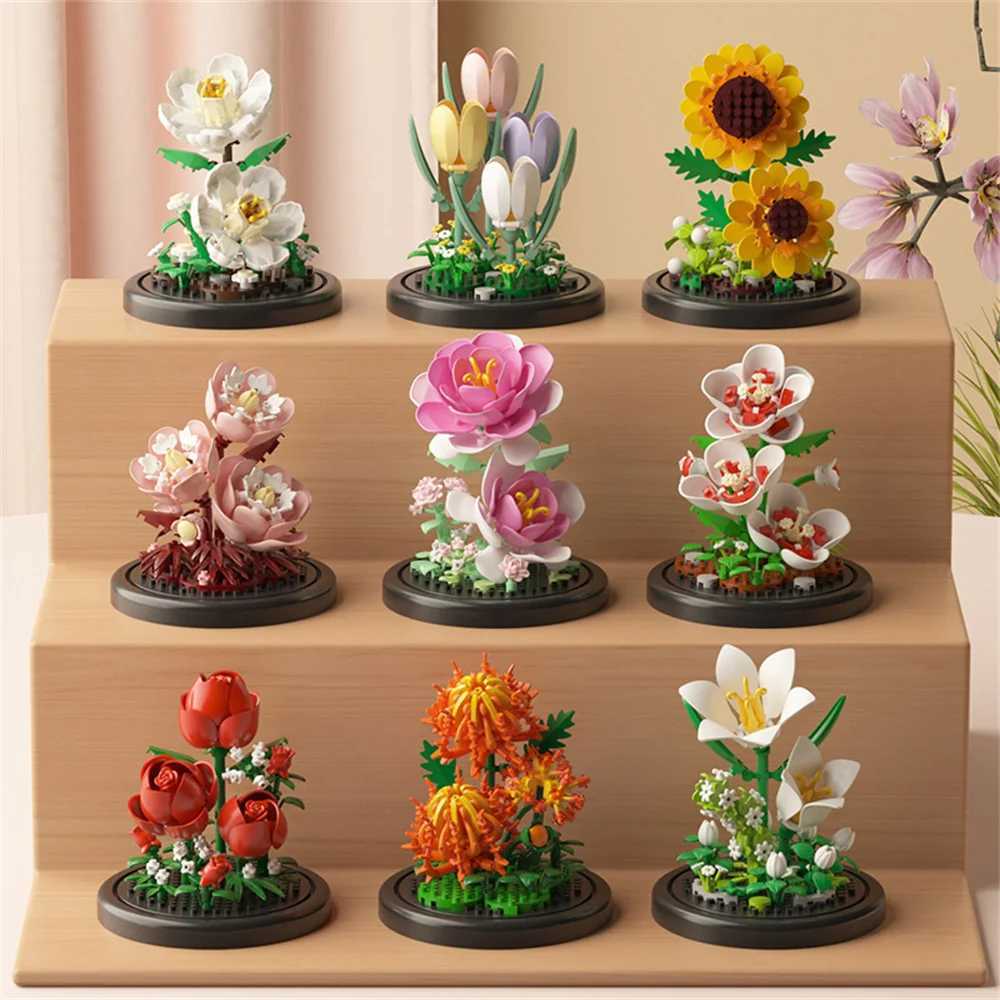Eternal Flower Bouquet Bonsai Potted Plant Micro Building Blocks Model Home Decoration Toy For Kid Birthday Gift C250916