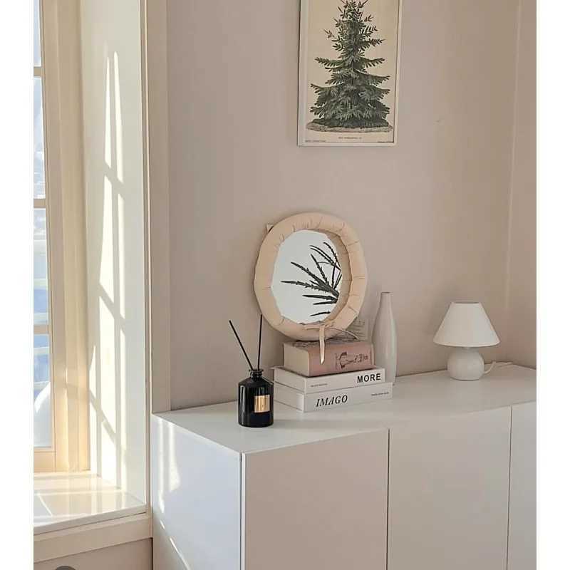 1pc Unique and Atypical Photo Props Decorative Mirror Designer Creative Wall Hanging Cotton Fabric Mirror Simple Pure Color Home C250916