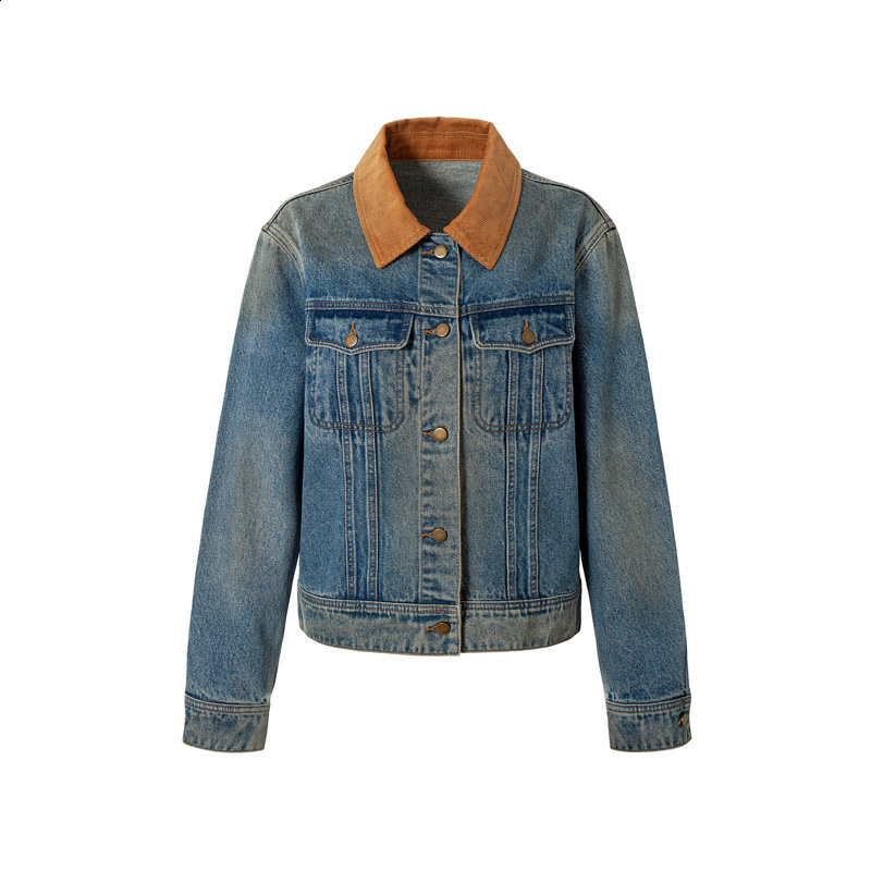 Fall Applique Embroidered Lettering High-end Fashion Lapel Denim Jacket Jacket Retro Style Womens Blouse 240904