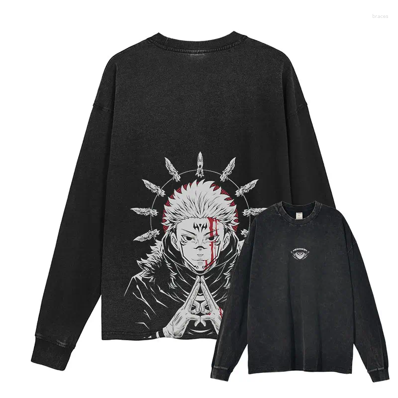 Men's Hoodies Anime J-Jujutsu K-Kaisen Sweater Gojou Satoru Long Sleeve T Shirts Sukuna Sweatshirts Yuuji Fushiguro Toji Pullover Cotton