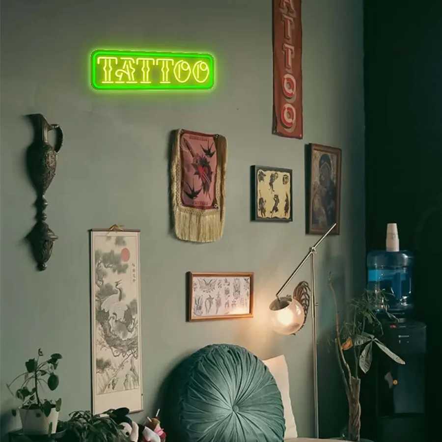 Tattoo Neon Sign For Spa Beauty Room Nail Brows Lashed Salon Studio LED Wall Art Decor For Business Stores Barber Shops Y250916