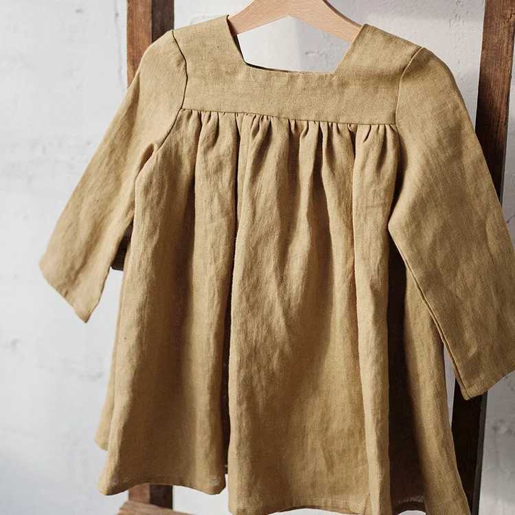 28Y Baby Girls Dress New Autumn Solid Color Soft Toddler Kids Long Sleeves Princess Dress Korean Children Girls Casual Dress C250916