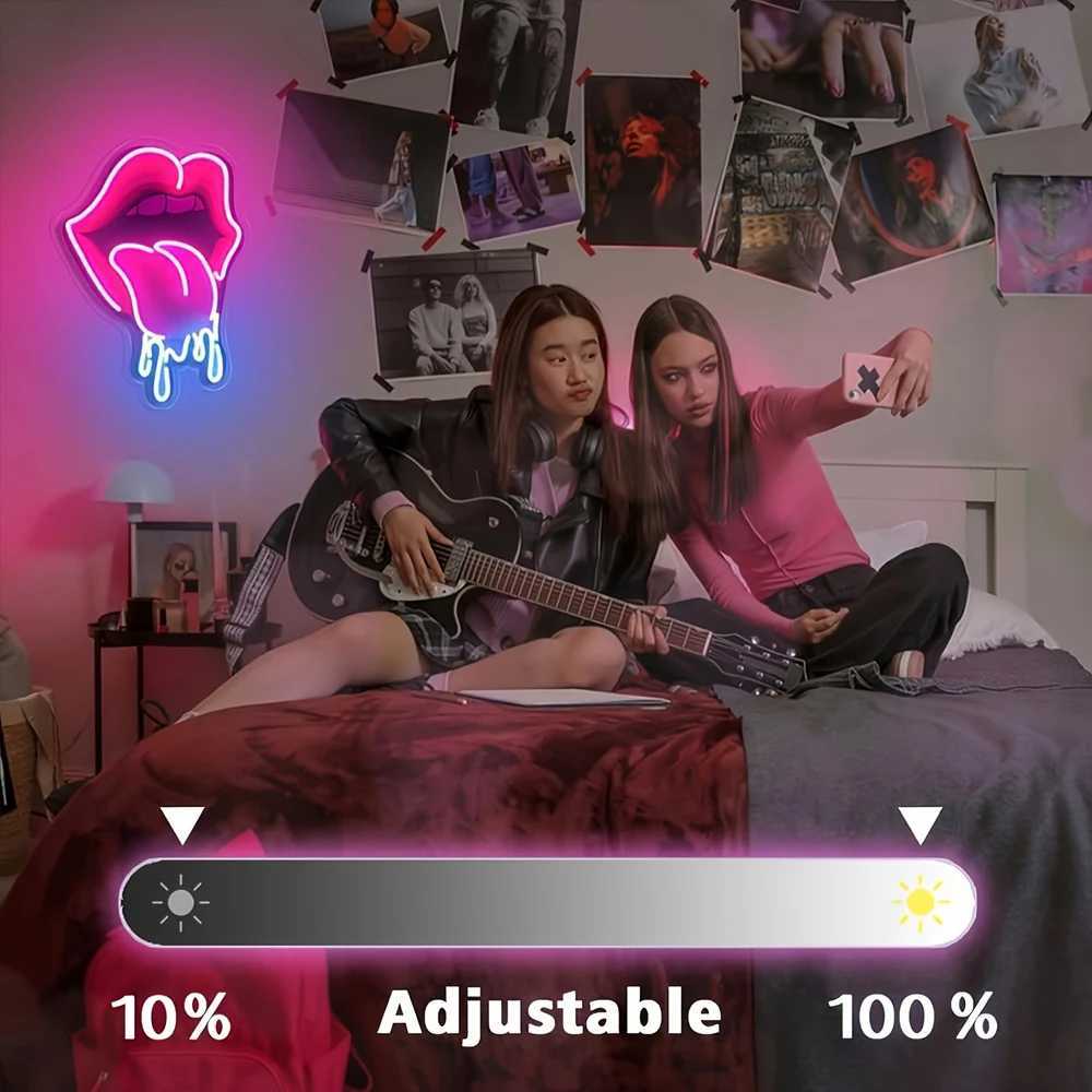 Playful Lips LED Neon Sign USBPowered Vibrant Wall Decor for Bar Bedroom Gaming Room NonProvocative Party Lighting for Y250916