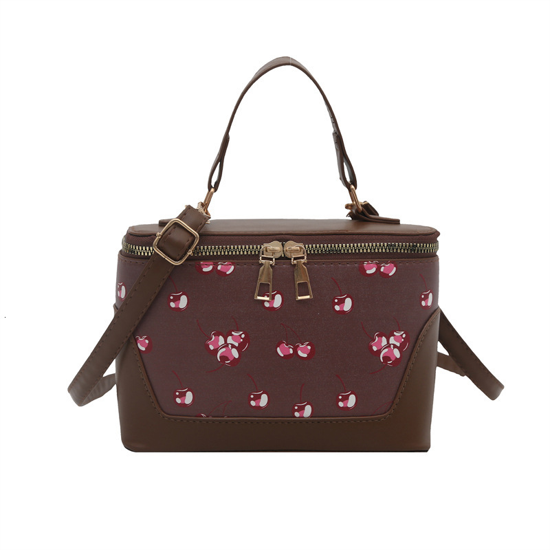 Fashion cherry blossom print large capacity travel new box design shaped handbag women s shoulder bag travel women s crossbody bag autumn new designer
