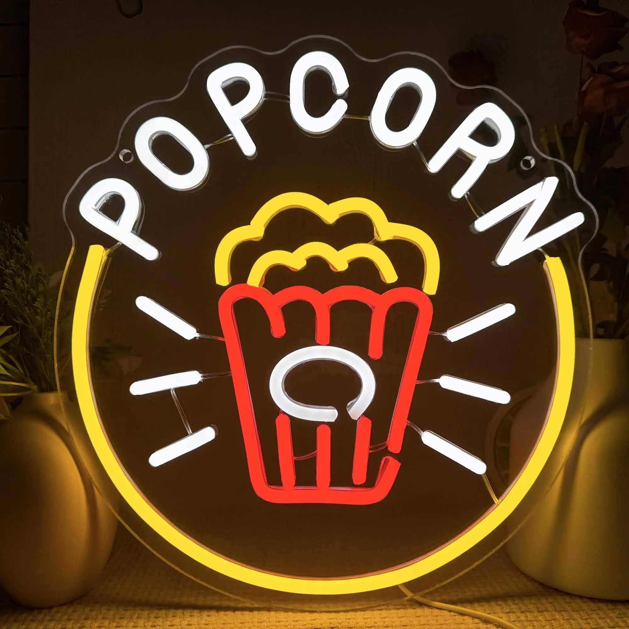 Popcorn Box Neon Sign Cinema LED Light for Wall Decor Dog Popcorn Neon Light Dimmable USB Neon Lights for Film Room Y250916