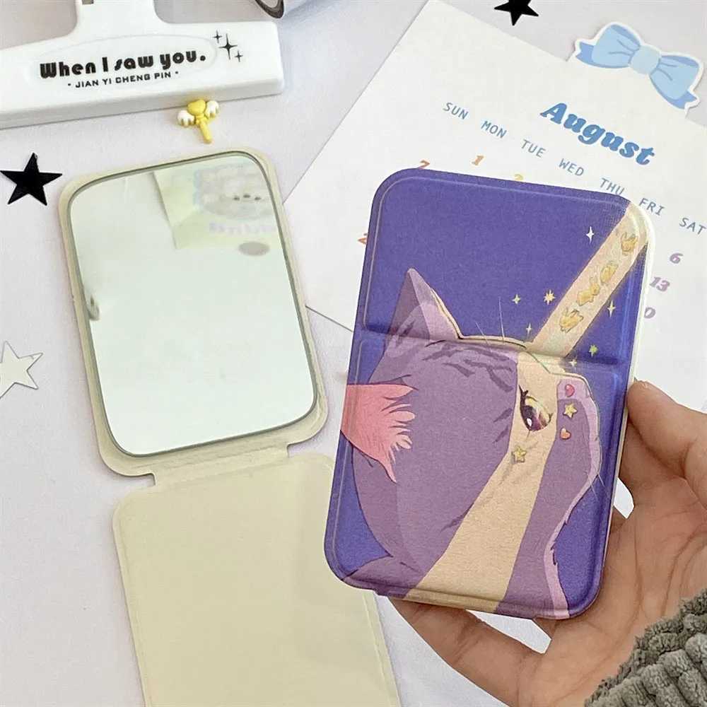 Portable Foldable Makeup Mirror PU Leather Handheld Mirrors Cute Bow Bunny Cat Bear Pocket Cosmetic Mirror Desktop Makeup Mirror C250916