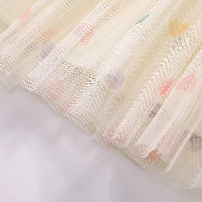 Little maven Baby Girls 2025 New Summer Kids Clothes Childrens Clothing Cotton Embroidered Cartoon Rainbow Mesh Dresses Gifts C250916