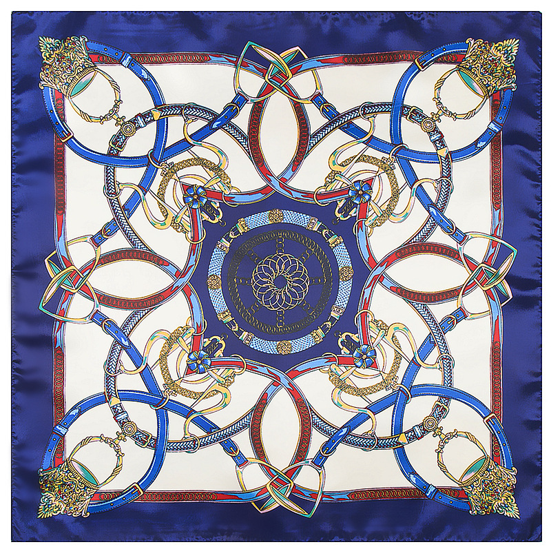 Maitong 60cm*60cm Spring New Belt Chain Women's Imitation Silk Small Square Neck Scarf