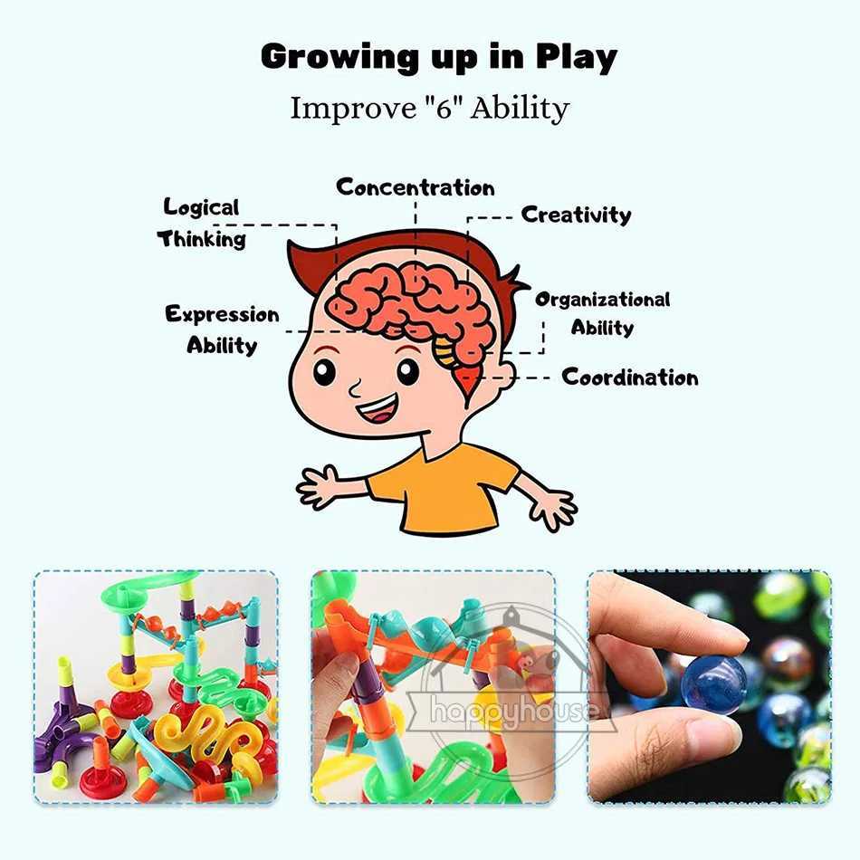 Marble Run Race Track Building Blocks Kids 3D Maze Ball Roll Toy DIY Marble Run Race Coaster Set 80105109133pc Christmas Gift C250916