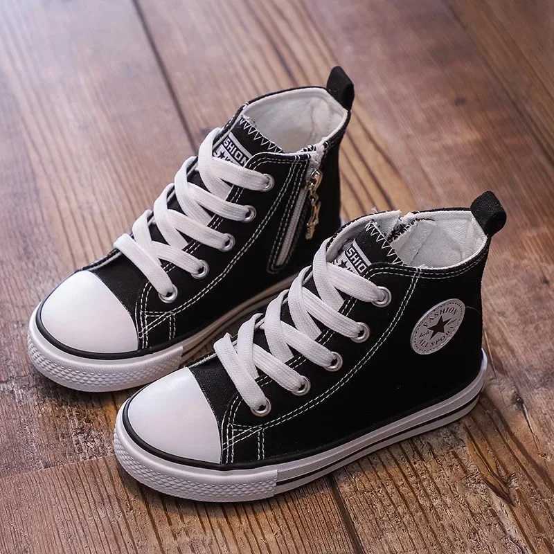 Childrens High Top Canvas Shoes Spring Autumn Casual Sle for Boys And Girls Baby White Sneakers Cfortable Fabric Footwear Y250916 XJ260303