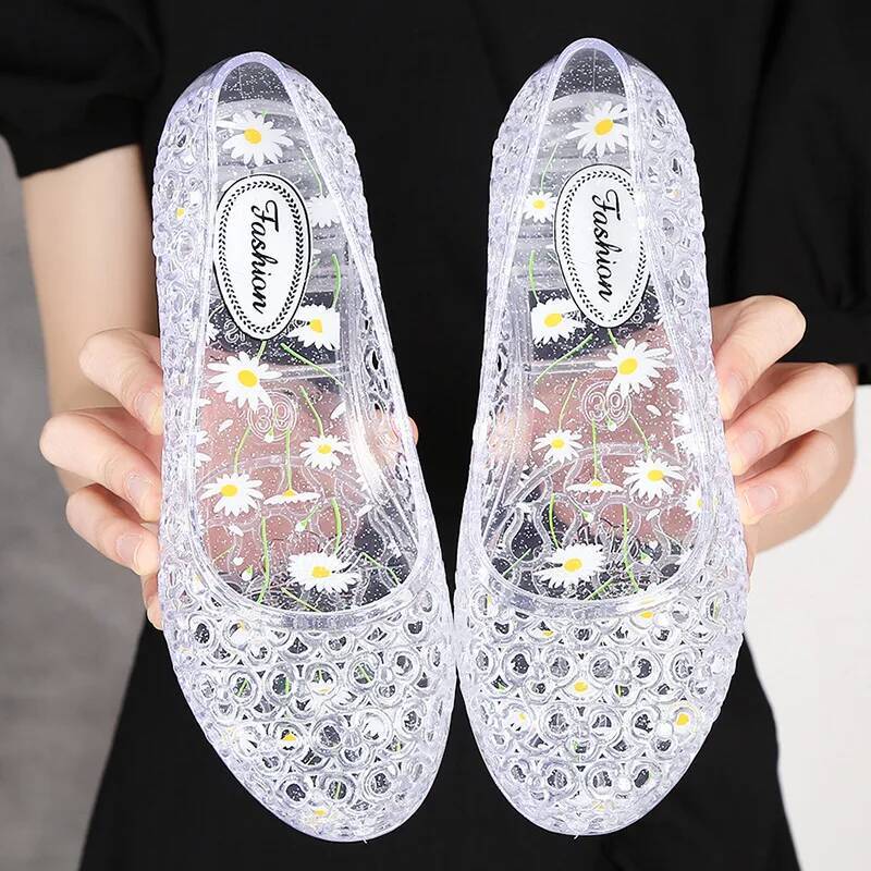 Sequin Ladies Beach Jelly Women Shoes Sandalias De Mujer Clear Flat Sandals ddmypanda