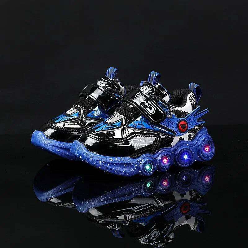 LED Light-Up Sneakers for Toddlers Spring Autumn Boys' Casual Sports Shoes Soft Sole Anti-Slip Lighted Sneaker