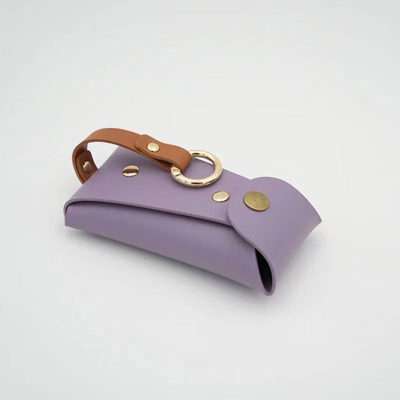 2025 Korean Version New Style Color-Block Leather Keychain Key Bag with Buckle Car Keychain Key Bag Coin Purse ddmytues