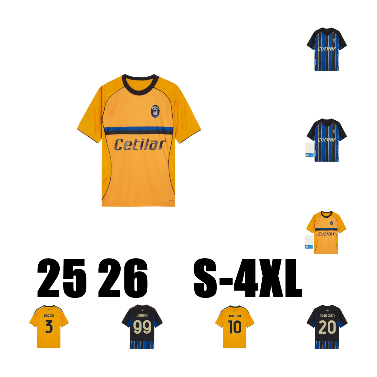 Maglie Pisa SC 2025 2026 Soccer Jerseys ANGORI LORRAN Bonfanti camisetas de futbol TRAMONI MEISTER AEBISCHER Football Shirt BUFFON AKINSANMIRO STENGS uniform S-4XL