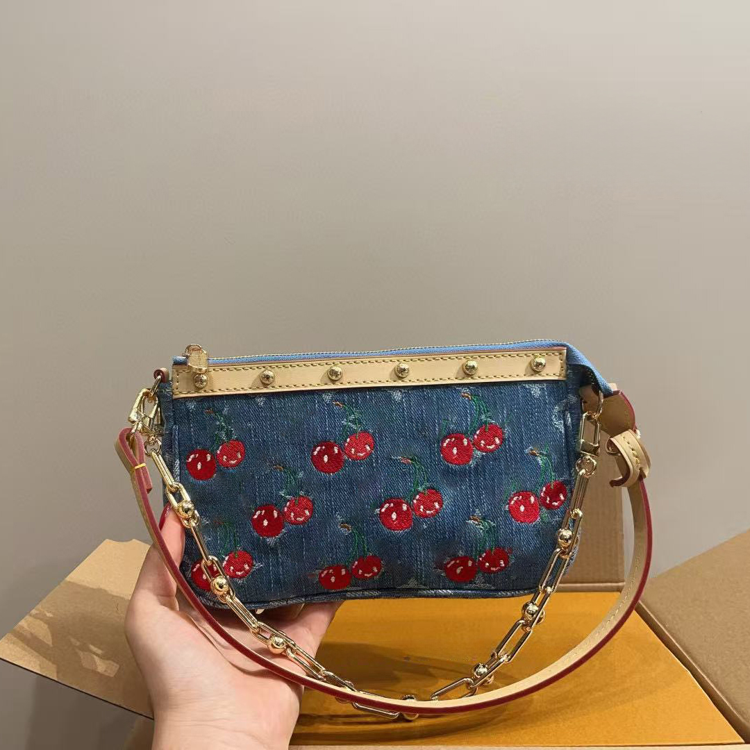 embroidered cherry lady beach clutch tote woman bag purse wallets designer bags shoulder bag leather takashi tm murakami handbag canvas women colorful bags