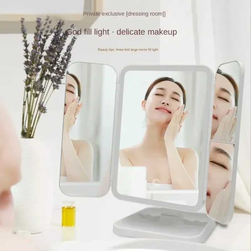 LED Lighted Vanity Mirror Makeup Mirror Lamp3 Color Lighting ModesTouch Screen 3X Magnification Adjustable Brightness C250916