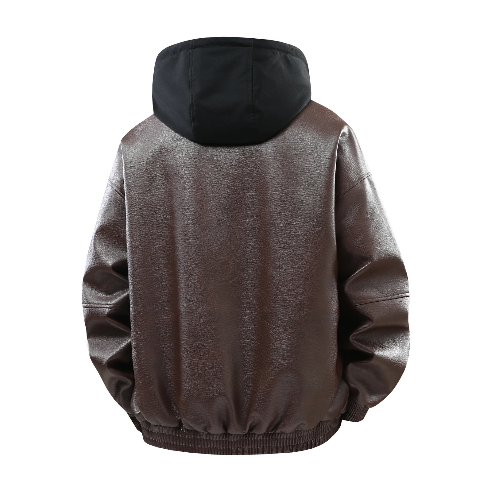Autumn Mens PU Leather Jacket Casual Hooded Coat Outdoor Windproof Classic Solid Color Long Sleeve Top Men Clothes 250916