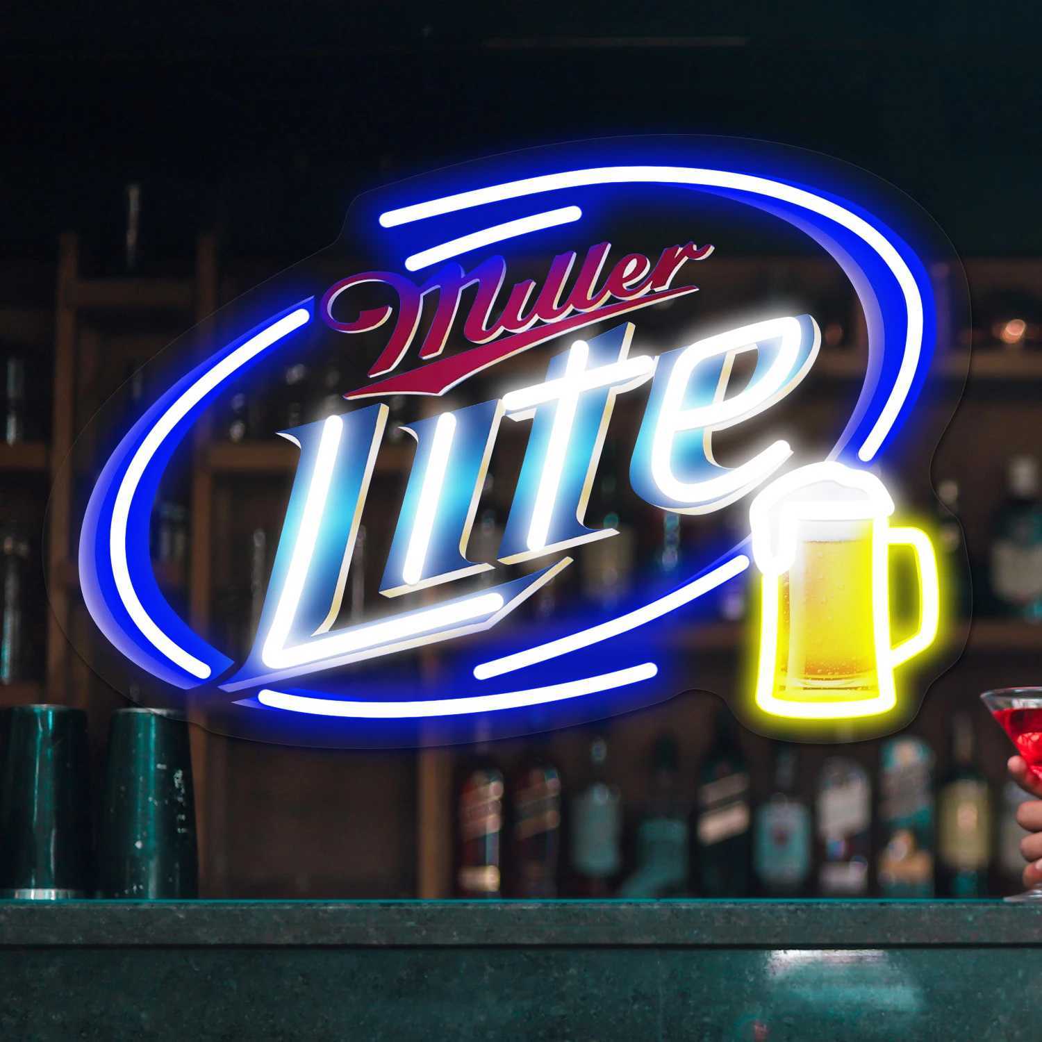 1pc Beer LED neon sign decoration board used for bedroom party bar store mens cave dimmable wall decoration neon sign Y250916