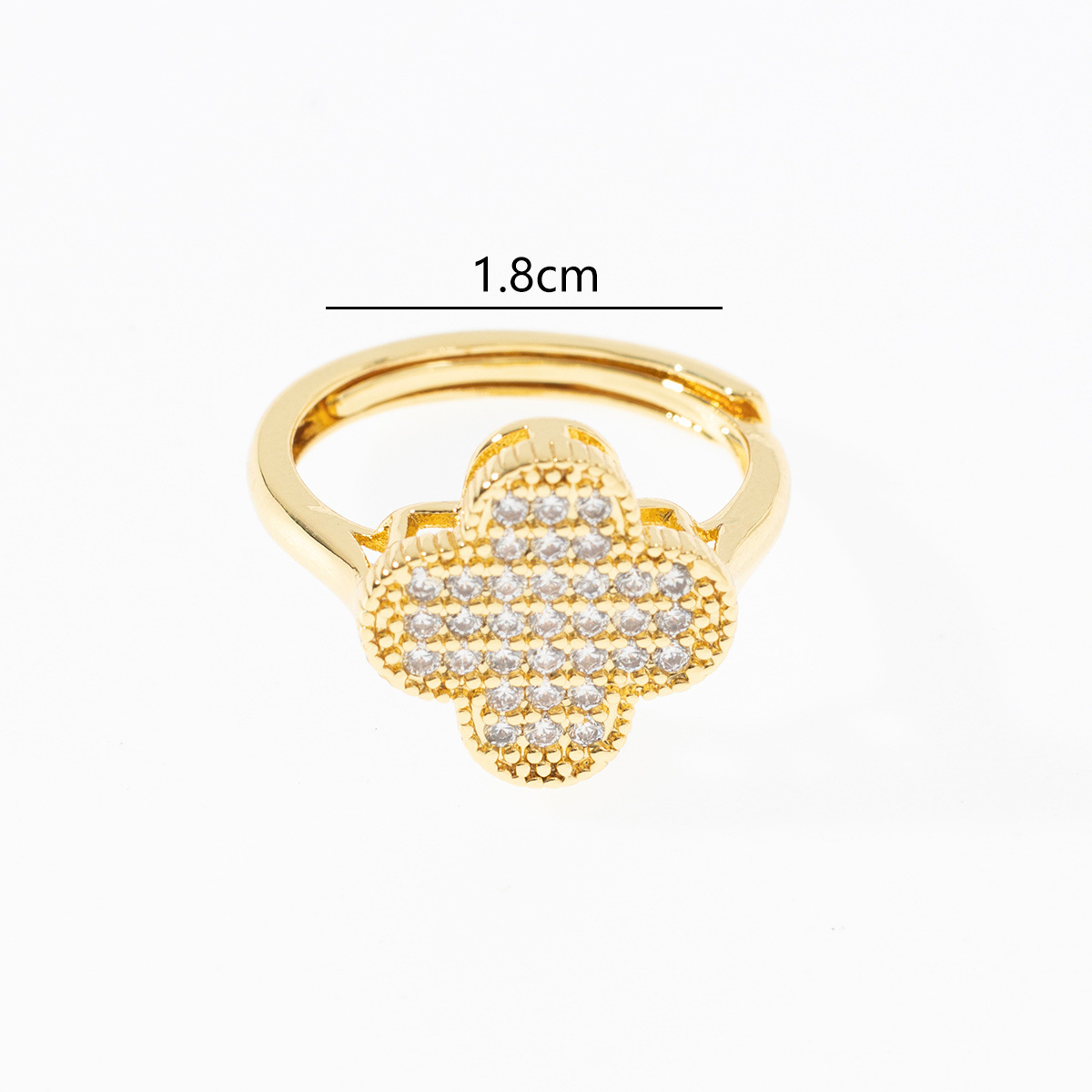 Designer Jewellery High Quality Silver Tone Clover Shaped Ring with Rhinestone Detail Delicate Daily Gift for Special Occasions Textured Stylish Acces - view 6