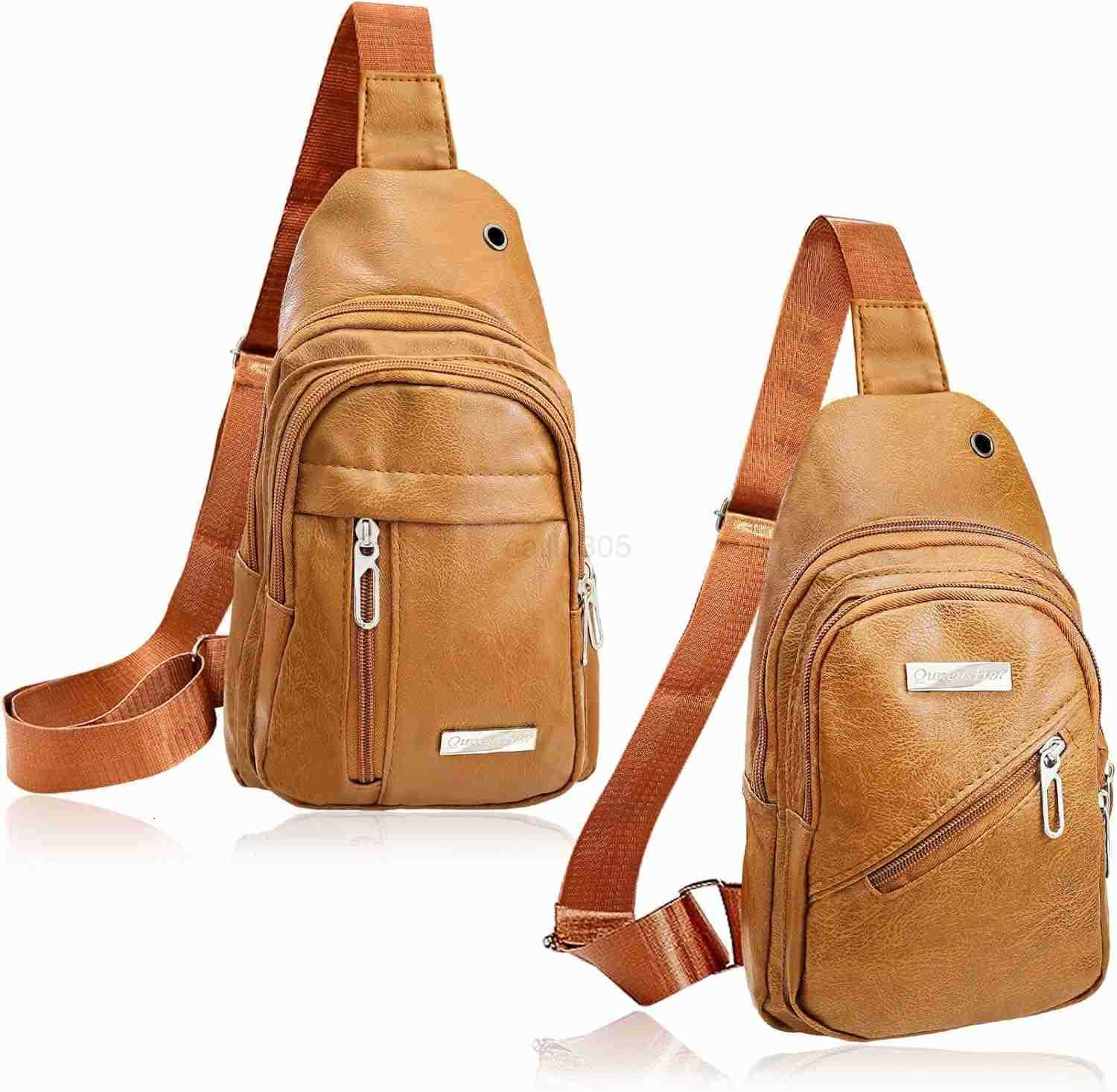 QuneusHot 2Pcs Sling Bags for Crossbody Small Leather Backpack Anti Theft Casual Chest Bag Travel Hiking for Men Women Z259016