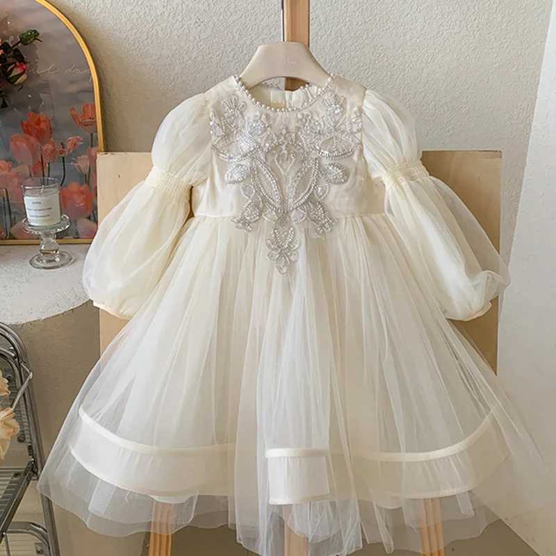 Girls Princess Mesh Dress New Children Puffy Gown Kids Autumn Birthday Party Tulle Vestidos Girl Fashion Longsleeve Clothing C250916