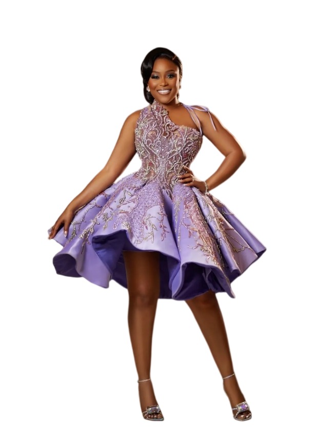 Short Little Lilac Homecoming Dresses Prom Evening graduation Ball Gown Beaded Crystals Lace Satin Knee Cocktail Gowns 0917