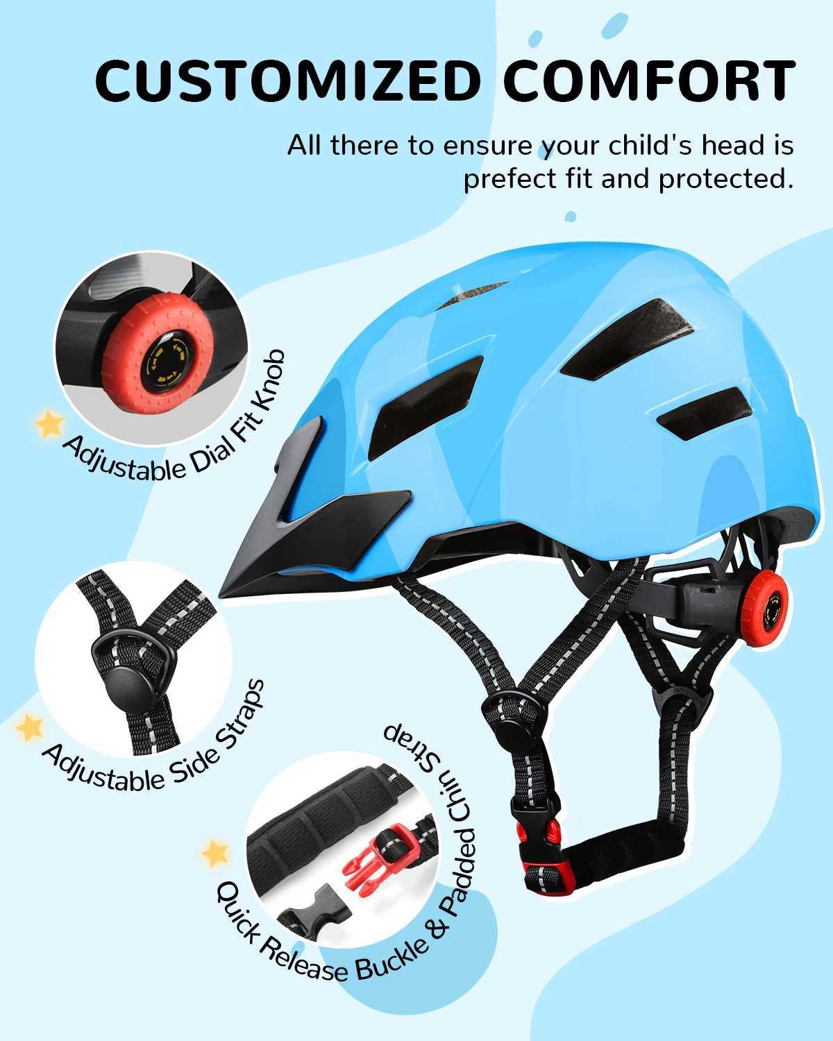 FUNWICT Kids Bicycle Helmet with Visor Breathable Kids Boys Girls Bike Helmet for Skating Scooter Cycling Safety Protective Gear J250916