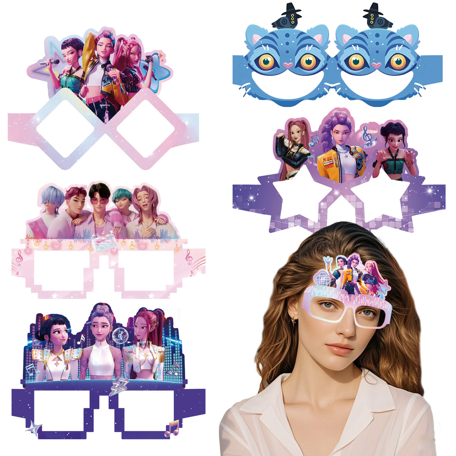 KPop Girl Demon Hunter Birthday Party Decorations Purple Disposable Tableware Anime Pink Balloons Backdrop Banner Cake Toppers Decor