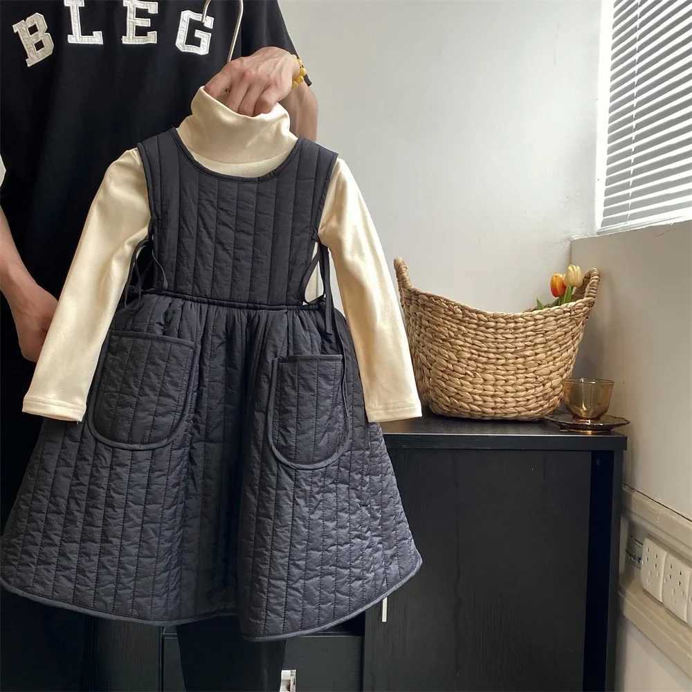 Girls Casual Dresses Autumn Winter New Forest Style Children Clothing Strap Skirt Princess Sleeveless Striped Soild C250916