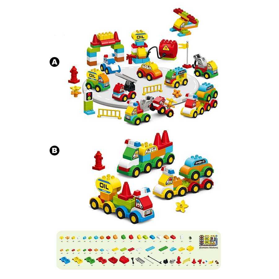 140Pcs Large Particles Duploed Car Squad Building Blocks DIY City Cars Educational Bricks Kids Toys For Children Gift C250916