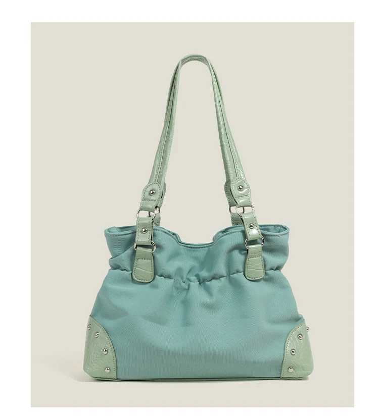 Sweet Cool Green Underarm Bag Y2k Hot Girls Pu Leather Large Capacity Shoulder Tote Bag Women Fairycore Aesthetic Handbag Chic L250916