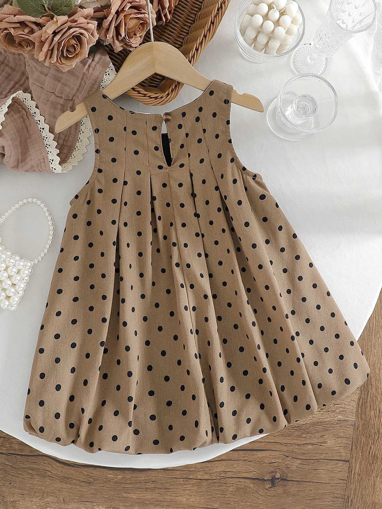 Baby Girls SpingSummer 2025 Sleeveless Fashion Polka Dot Vintage Casual Dress For 16Y Children Outdoor Clothing C250916
