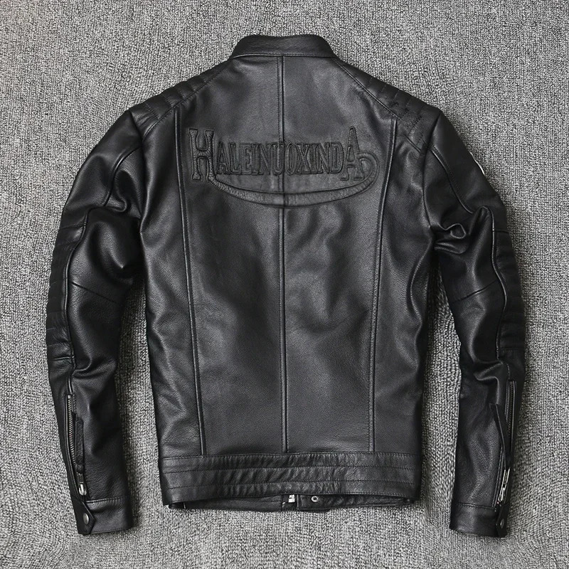 Motorcycle Genuine Leather Jacket for Men Style Biker Jackets Slim Cowhide spring Coat 250916 - view 5