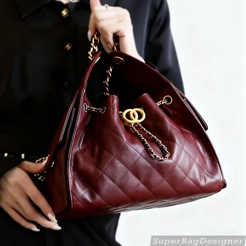 10A Designer Bag Luxury 25C Hobo Bag 26C 25Bag Handbag Caviar suede Leather Woolen Shoulder Bag Chain Bucket Bag Purse with Pouch Drawstring women Top quality