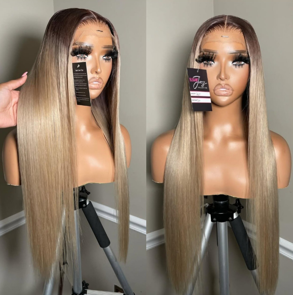 Ombre Dirty Blonde Bone Straight Lace Frontal Wig 13x6 HD Lace Human Hair Wig Ash Blonde With Dark Roots 13x4 Lace Front Wigs Brazilian Hair On Cleara