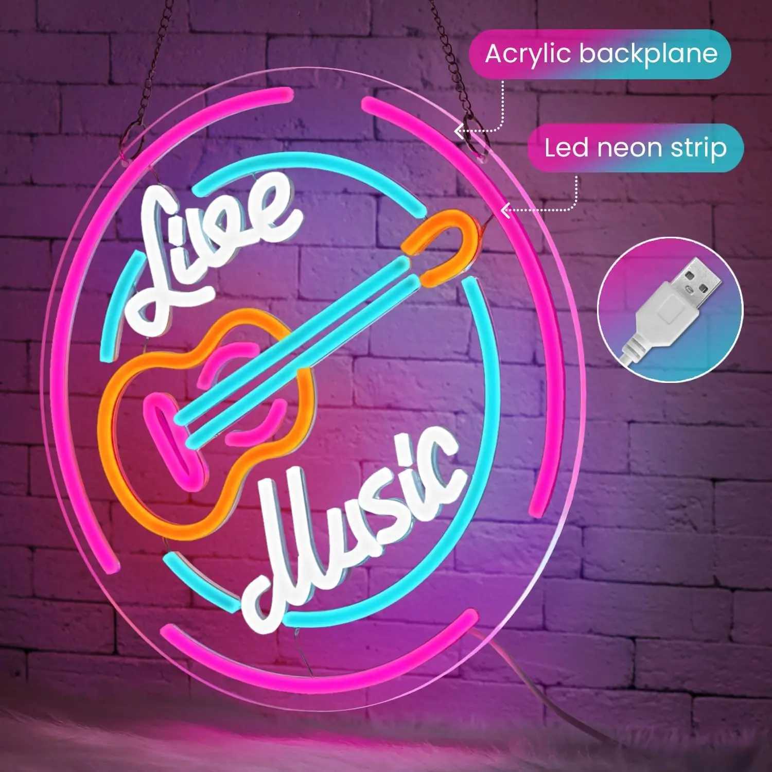 Music Neon Sign Dimmable Neon Lights for Music Bar Club Bedroom Man Cave Beach Party Decor Aesthetics Draw Birthday Gifts Y250916