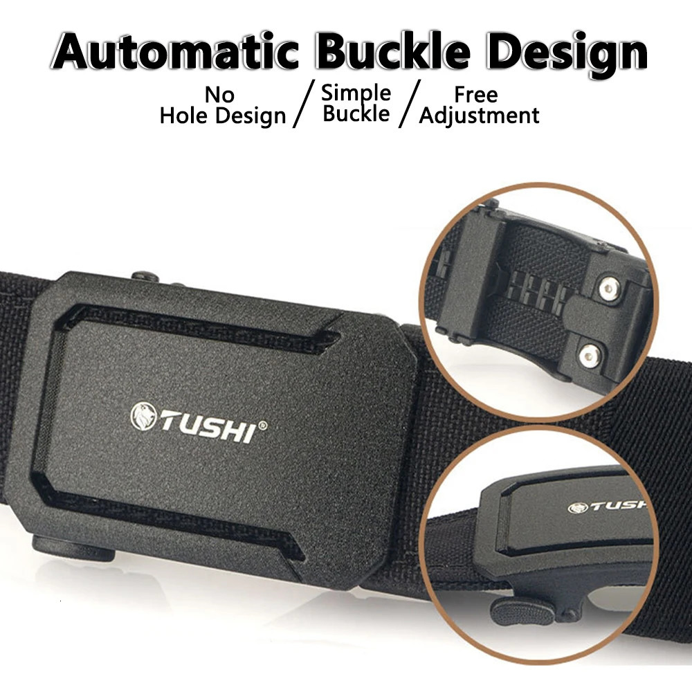 TUSHI Military Tactical Belt for Men Sturdy Nylon Metal Automatic Buckle Duty Belt Outdoor Girdle IPSC Sports Accessories250915