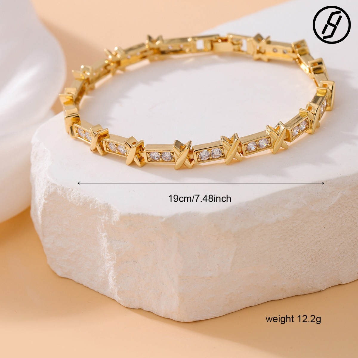 Boutique Craft Letter X Full Diamond Women Fashion High Version Ins Simple Rhinestones Cross Bracelet Original Jewelry Wholesale Z260313