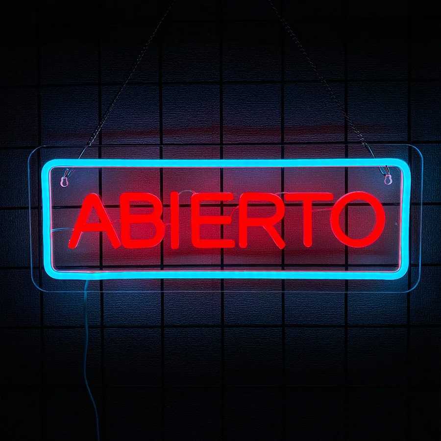 Abierto LED Neon SignBusiness Spanish Open Signs for Various StoresSuitable for Hanging on Shop Wall Window as Room Decoration Y250916