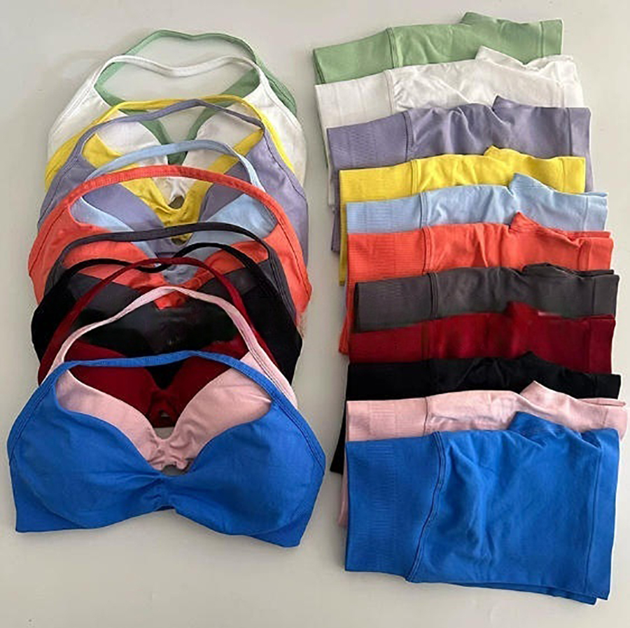 2 Piece Yoga Sports Bra High Waist Workout Scrunch Shorts Women Strappy Sports Suit Fitness Clothes Seamless Yoga Set Backless Tops Outfit